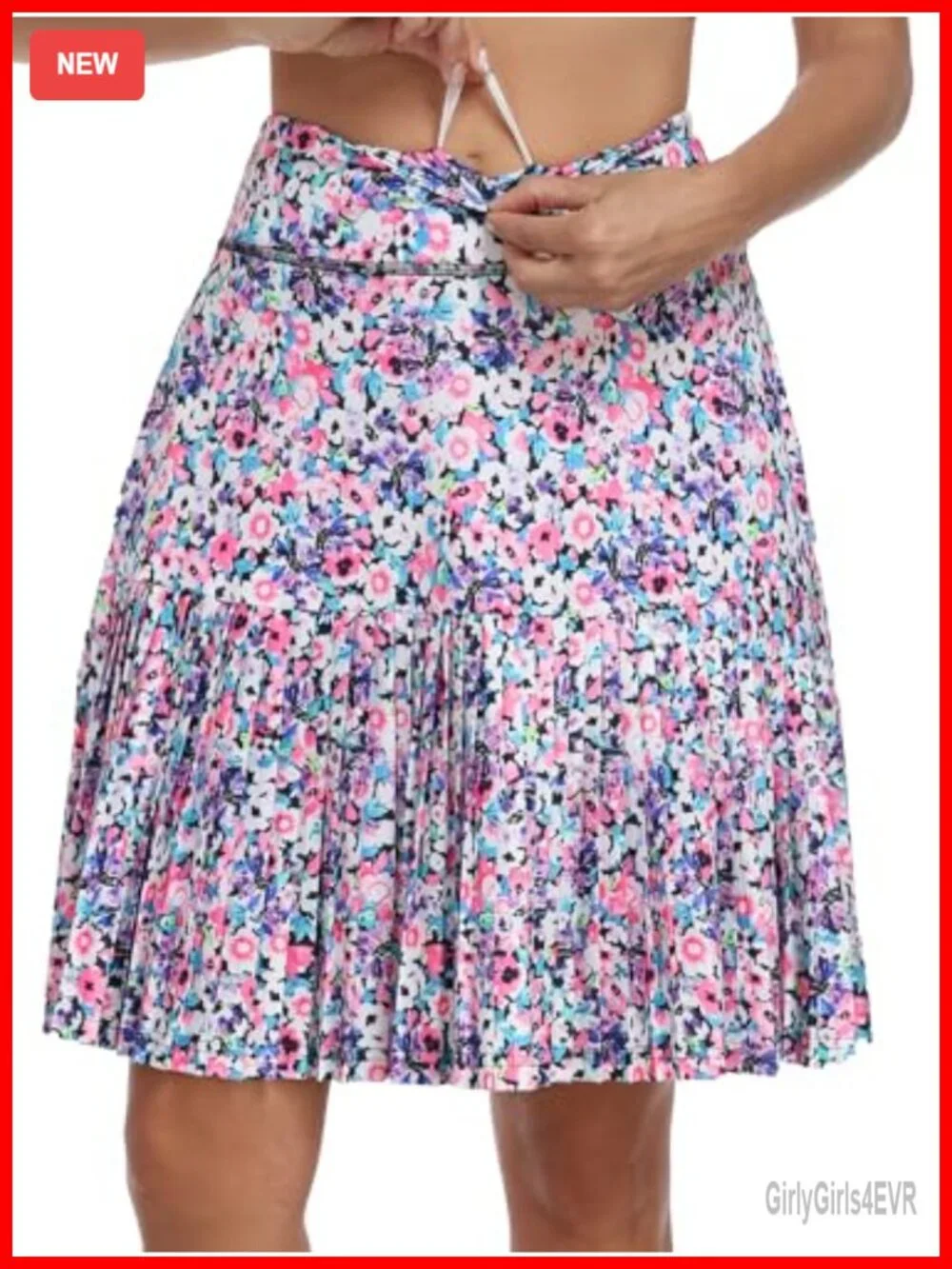 Women's Pleated Golf Skort with Pockets Built-in Shorts Knee-Length Athletic